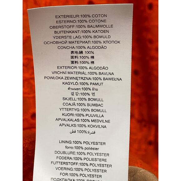 MICHAEL Michael Kors Eyelet Voile Side Cut-Out Mini Dress Long Sleeve Orange 12 - Picture 5 of 6